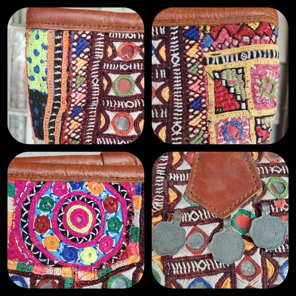 Artisan Banjara zari Boho Embroidered bag Handmade Patchwork Repurposed
